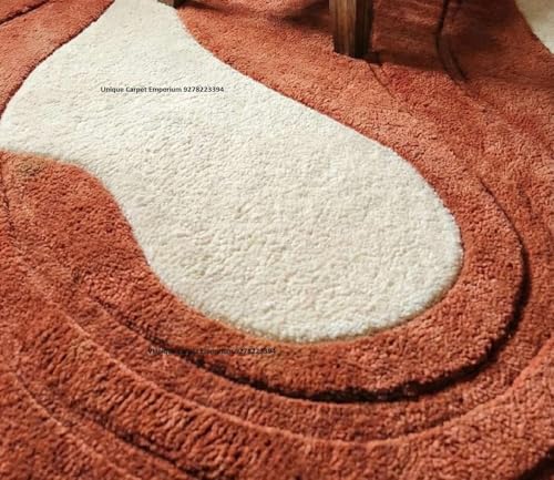 Image of Irregular Hand Tufted Carpet 6x8 Ft Modern Abstract Wool Area Rug for Living Room Bedroom Soft Plush Decorative Contemporary Floor Accent Decor