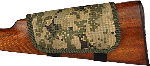 Bronzedog Buttstock Ammo Holder 12 Ga 7.62 Caliber Nylon Shell Pouch Rifle Cheek Pad Right Handed Hunting Accessories (12 Gauge, Pixel Camo) #TOP3