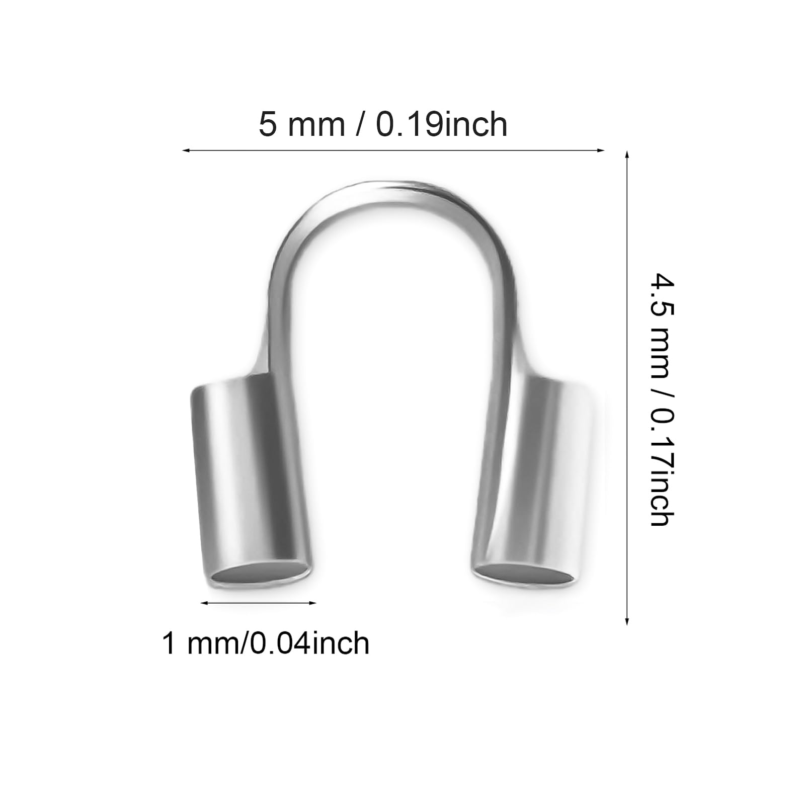 100 Stück U-förmige Drahtschützer Aus Messing - 18K Platiniert Für Schmuckherstellung (5x4.5x1 Mm)