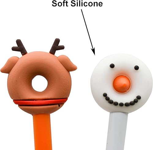 Miniatura 7 de Maydahui 12 bolígrafos creativos de gel de Navidad con forma de dona, árbol de Navidad, muñeco de nieve, reno, Papá Noel, tinta negra para