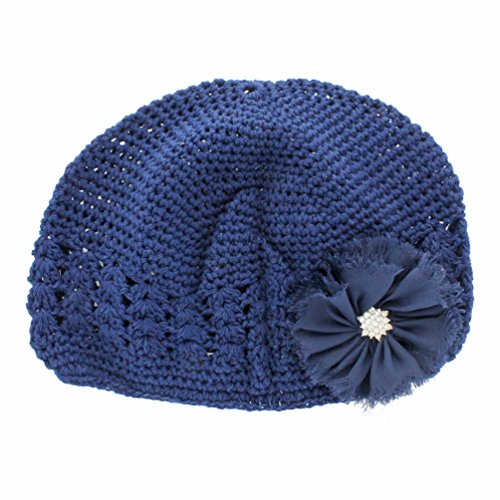 My Lello Little Girl's Crochet Beanie Hat with Shabby Ballerina Flower