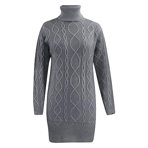 Robe pull chaude col slim fit grise XXL pour rester élégante en hiver