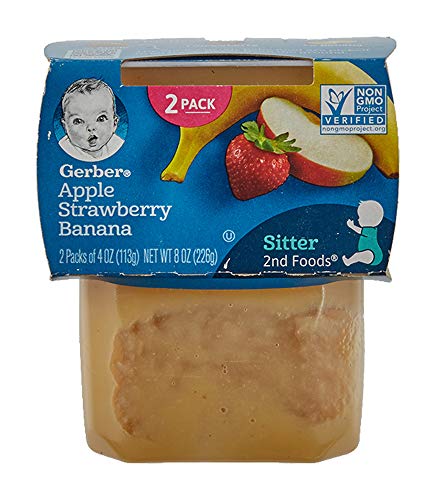 Image of Gerber Baby Food 2nd Foods Blends, Apple Strawberry Banana Puree, Natural & Non-GMO, 4 Ounce Tubs, 2-Pack