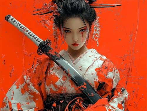 Japón guerrero Pintar por Numeros con 3 pinceles y 60x80cm