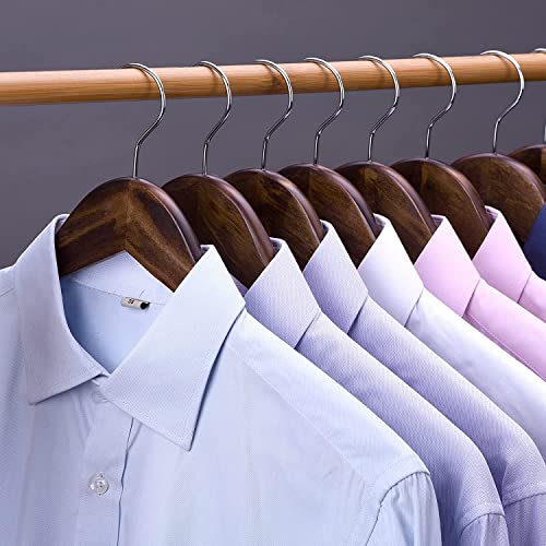 Image of Wooden Hanger Premium Wood with 360 Swivel Hook and Precisely Cut Notches for Dress Clothes, Coats, Jackets, Pants, Shirts, Skirts Hanger (Walnut Hanger, 38)