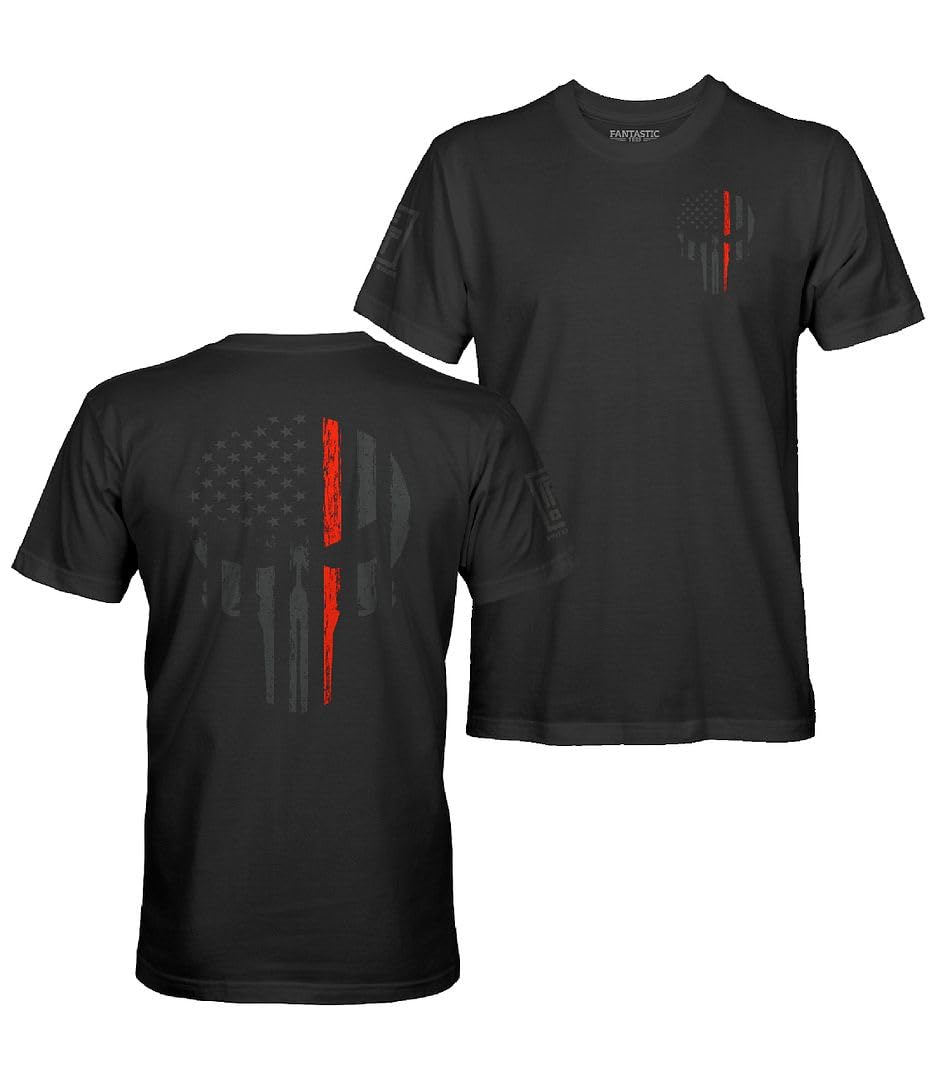 American Flag Skull Service Men's Patriotic T-Shirt