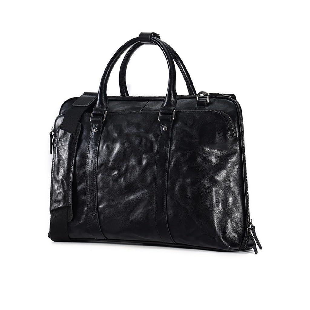 Porte-documents en cuir véritable homme sac bandoulière vintage de 35 cm