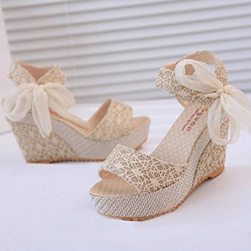 Hemlock Lady Slope Sandals Loafers Shoes High Wedge Sandals (Us:6.5, White) #TOP4