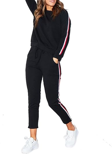 Favoridol - Conjunto deportivo - para mujer negro M: Amazon.es: Ropa
