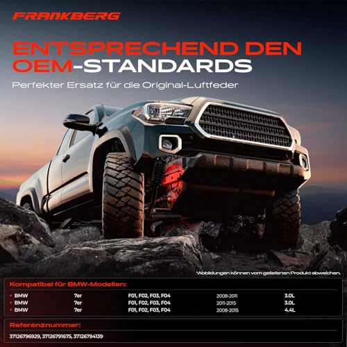 Frankberg 1x Luftfederung Luftfeder Luftfederbälge Hinterachse Links oder Rechts Kompatibel mit 7er F01 F02 F03 F04 730 740 750 ActiveHybrid 7 3.0L 4.4L 2008-2015 Replace# 37126794139
