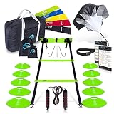 Invincible Fitness 20ft. Agility Ladder Set - Includes 10 Cones, 4 Hooks, 5 Loop Bands, Resistance P