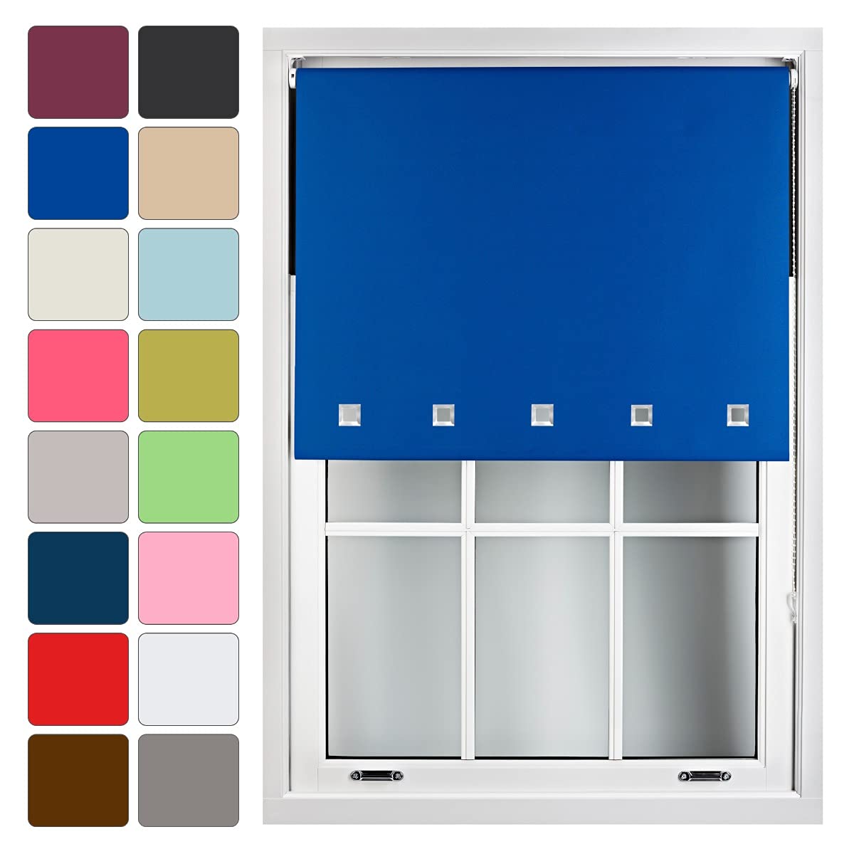 Furnished Made To Measure Blackout Roller Blinds With Square EyeletsBlue Roller Blind (W)150Cm (L)165Cm from B&Q
