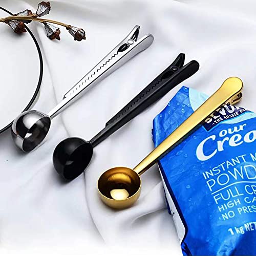 Coffee Measuring Spoon With Alligator Clip For Coffee Bag, 304 Stainless Steel Long Handle Measuring Scoop For Tea Or Coffee Beans - 3 Pack #TOP4