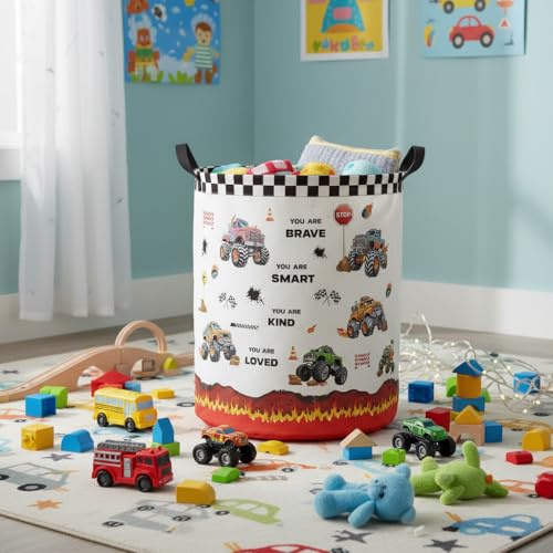 Image of Baby Laundry Hamper kids laundry Basket Waterproof Laundry Bag for Bedroom Clothes Organizer Room Decor(Truck)