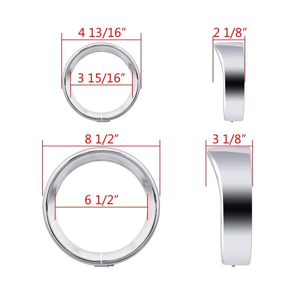 Astra Depot Visor Style 7in. Headlamp Trim Ring + 4.5