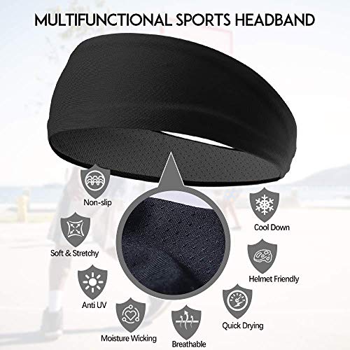 DECDEAL Esporte Headband Sweatband Faixa de cabelo Headwear antiderrapante Faixa de cabelo elástico