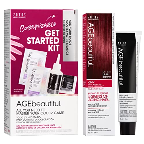 Image of AGE beautiful Permanent Hair Color Cream, 100% Gray Coverage Hair Dye with Biotin Anti-Aging Formula for Fuller, Thicker Hair, Professional Salon Quality