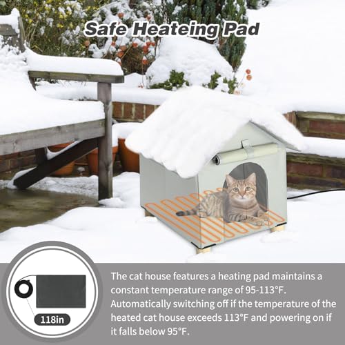 Bwogue C0277-FBA Elevated Heated Cat House For Outdoor Cats In Winter,Waterproof & Insulated Feral Cat Shelter For Outside Cats,Weatherproof Feral Cat House thumb #4