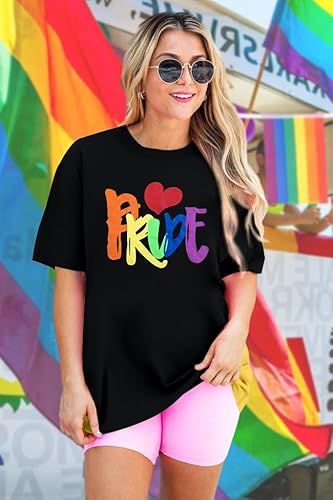 Camiseta orgulho gay arco-íris: camiseta feminina com estampa de coração engraçado igualdade lésbica