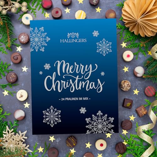Hallingers Heiligabend - Adventskalender Pralinen hoher Qualität handgemacht abwechslungsreich ohne Alkohol hochwertige Verpackung (Box) - Geschenkideen Weihnachten & Geschenke Adventskalender | Glück