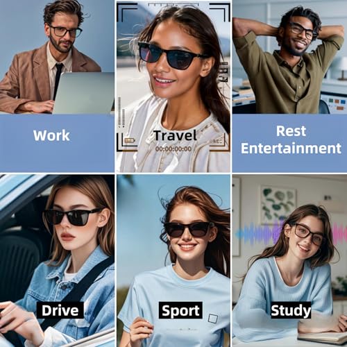 HJX 2-in-1 Smart Glasses for Men, Bluetooth Glasses for Men/Women with Speaker, Blue Light Blocking & Polarized Lenses, Unisex Sunglasses, Hands-Free Calls, UV400 Protection for Driving/Outdoor - Thumbnail 7