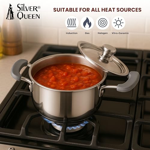 Image of Silver Queen Tri-Ply Stainless Steel Mini Casserole Saucepot | Rice Patila | Induction & Gas Compatible, Even Heat Distribution & Durable Design, Gift Item (Copper Finish 10 cm, 0.35 LTR)