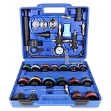[Compatibilité Extrêmement Élevée] Ce 28 pcs kit de testeur de pression de liquide de refroidissement pour radiateur est spécialement conçu pour les radiateurs et offre une excellente compatibilité. Il comprend 17 adaptateurs de couleurs différentes et 3 bouchons de test, ce qui vous permet de trouver facilement l'adaptateur adapté à votre véhicule ! Ce kit convient à la quasi-totalité des véhicules, anciens comme modernes. Les modèles compatibles avec chaque adaptateur sont indiqués dans la description du produit et le manuel d'utilisation.