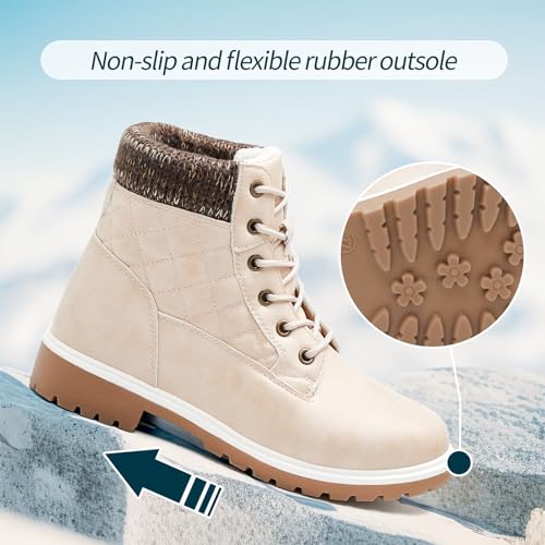 Adokoo Boots for Women Waterproof Fall Winter Ankle Boots Snow Black Combat Boots Lace Up Non Slip for Hiking Work - Image 6