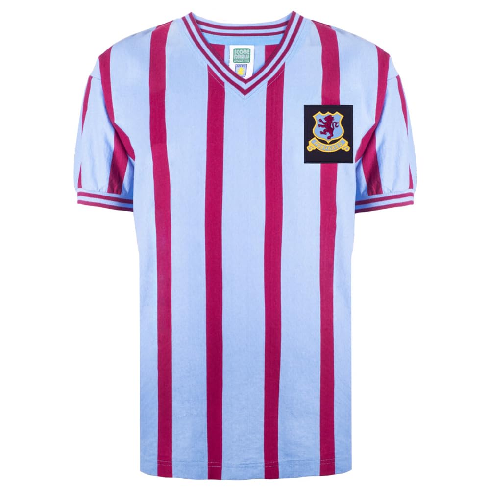 Score Draw Aston Villa 1957 FA Cup Final Retro Football Shirt Sky/Claret XXX-Large Cotton
