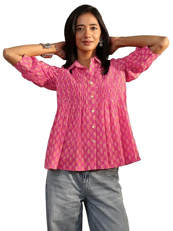 Image of Libas Printed Cotton A-Line Kurti for Women