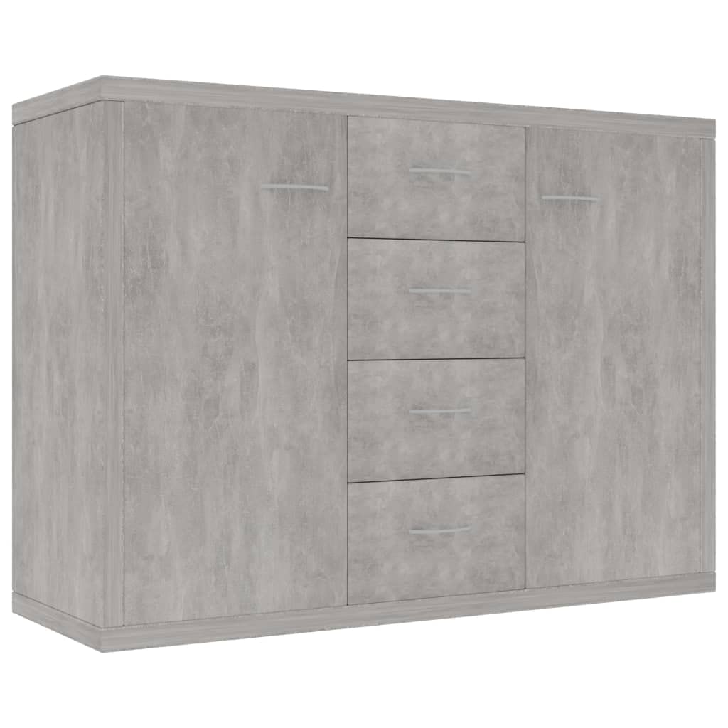 vidaXL Sideboard, Kommode mit viel Stauraum, Schrank mit 4 Schubladen 2 Türen, Mehrzweckschrank Anrichte für Wohnzimmer, Betongrau 88x30x65cm Holzwerkstoff