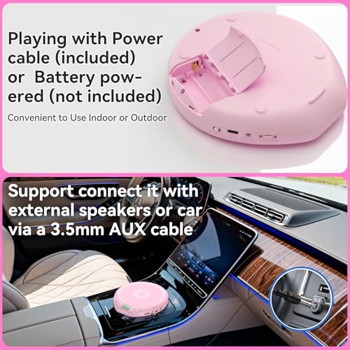 Image of Portable CD Player for Car: Kegaudio with Earphones Anti-Skip LCD Display Personal Disman Disc Player for Car & Sports Supports MP3 WMA PROG & Memory Function