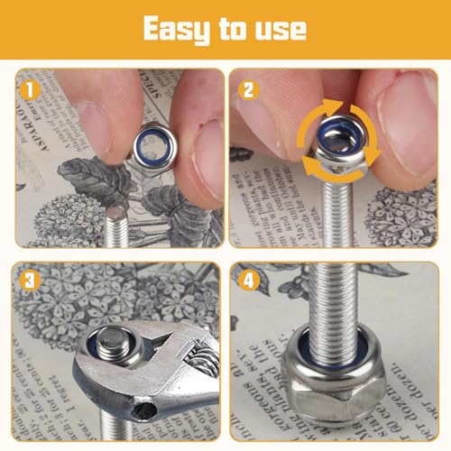 TA-VIGOR 20Pcs Hex Nuts, 8#-32 UNC Self Locking Nuts, 304 Stainless Steel Insert Lock Nut for Bolts, Hexagon Nutstones for Lock Washers, Bolts, Screws - Image 3