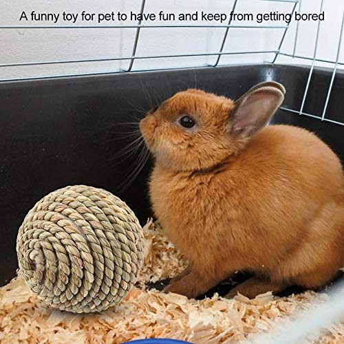 Pet Rattan Ball Natural Straw Ball Toy Safe Parrot Chew Toy Rabbit Chewing Exercise Toys for Bird Rabbits Guinea Pigs Chinchillas Squirrel and Other Small Animals - Image 4