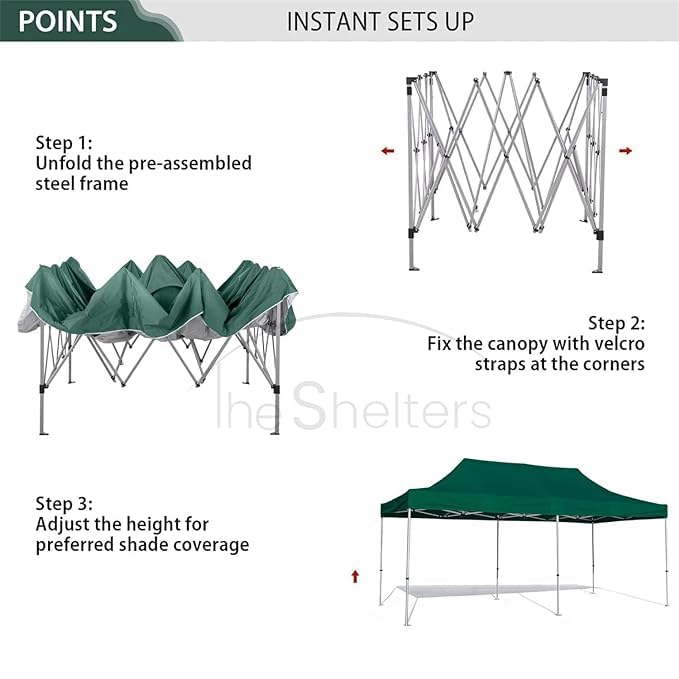 Image of THESHELTERS - 10x20 ft Outdoor Canopy Tent, Instant Foldable & Pop up Garden Gazebo Tent for Decoration, Party, Event, Wedding & Camping