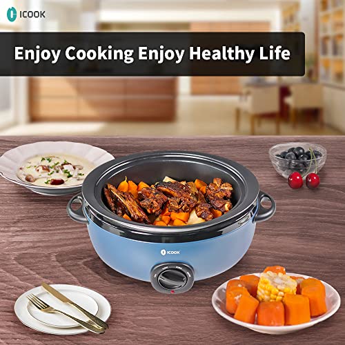 USC-65-OP001BL-65-Quart-Slow-CookerAluminium-SearSaute-Stew-Pot-Stovetop-safeDishwasher-SafeGlass-LidAdjustable-TempFood-WarmerBlue USC 65 OP001BL 65 Quart Slow CookerAluminium SearSaute Stew Pot Stovetop safeDishwasher SafeGlass LidAdjustable TempFood WarmerBlue