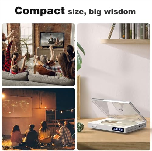 HDMI DVD Player für TV, Kompakter DVD Player HDMI mit Kopfhörer, eingebautem Lautsprecher und USB Anschluss, Region Free für NTSC/PAL Systeme, DVD Player mit HDMI RCA Kabel, Kopfhörer – Bild 3