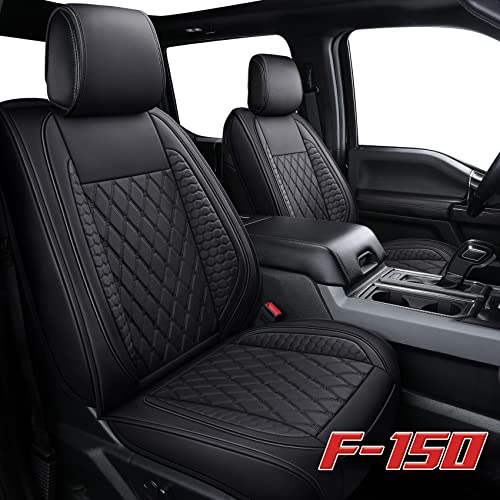 Tomatoman Seat Covers Fits for 2009-2022 Ford F-150 2017-2022 F250 350 450 Supercrew SVT King Ranch Limited Super Duty Pickup Waterproof Car Truck Cushions(Full Set/Black)