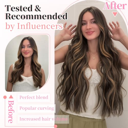 Image of KooKaStyle Wavy Clip in Hair Extensions 16 inch Balayage Dark Brown to Chestnut