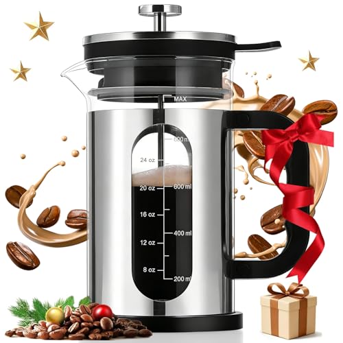 Listado de Cafeteras de émbolo de esta semana. 50 Prensa Francesa 1L,Prensa Francesa de Vidrio con Émbolo de Acero Inoxidable y Agarradera de Plástico, con Filtro de Malla Doble, para Café y Té,Resistente al Calor y Duradera,...