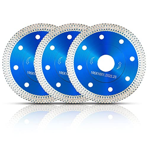 SUNJOYCO 3 Pcs 4 Inch Diamond Saw Blade, Super Thin Wet Dry Cutting Blade for Marble Granite Porcelain Tile Ceramic, Angle Grinder and Tile Saw, Circular Saws Masonry Saws Cutoff Cutters …