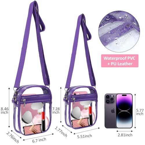 Image of Clear Bag Stadium Approved, Clear Crossbody Purse Bag with Front Pocket for Concerts Sports Events Festivals