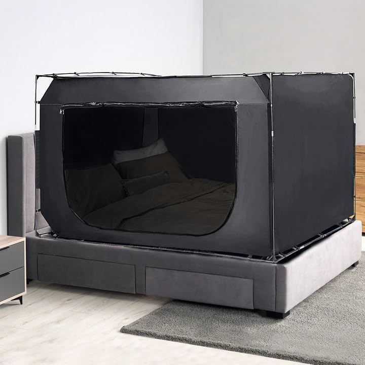 King Size 80 * 78 * 47 Bed Tent Bed Canopy Tents for Adult and Kids Portable Dream Tent Indoor Sleeping Tents 70% Blackout Light with 3 Doors Breathable Big Space Privacy Space Bed Tent Bunk