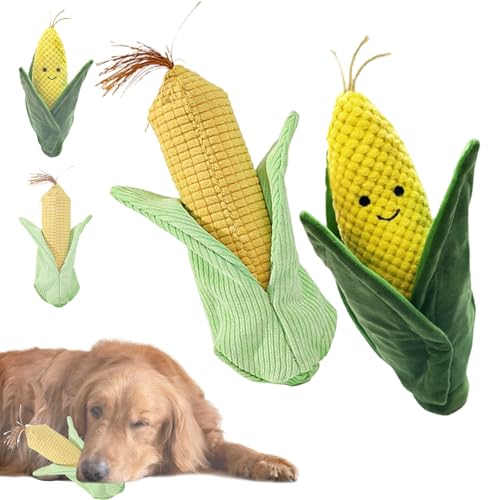 Donubiiu Maiskölbchen Quietschspielzeug für Hunde, Lustiges Futterplüsch, Unzerstorbares Kauspielzeug, Süßes Stofftier für Welpen, Geeignet für Große, Mittelgroße und Kleine Hunde (A+B)