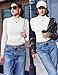 Ekouaer Mock Turtle Necks Tops for Women Long Sleeve Ribbed Shirts Thermal Slim Fit Lightweight Undershirts White XL