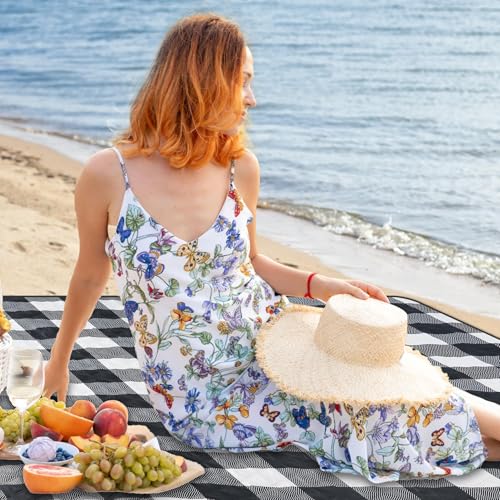 Votoko Picknickdecke 200 x 200cm, Wasserdicht Stranddecke Sandfrei mit Tragegurt, Tragbare Waschbar Strandmatte XXL Campingdecke Isoliert, Picnic Blanket für Outdoor Camping Beach Park