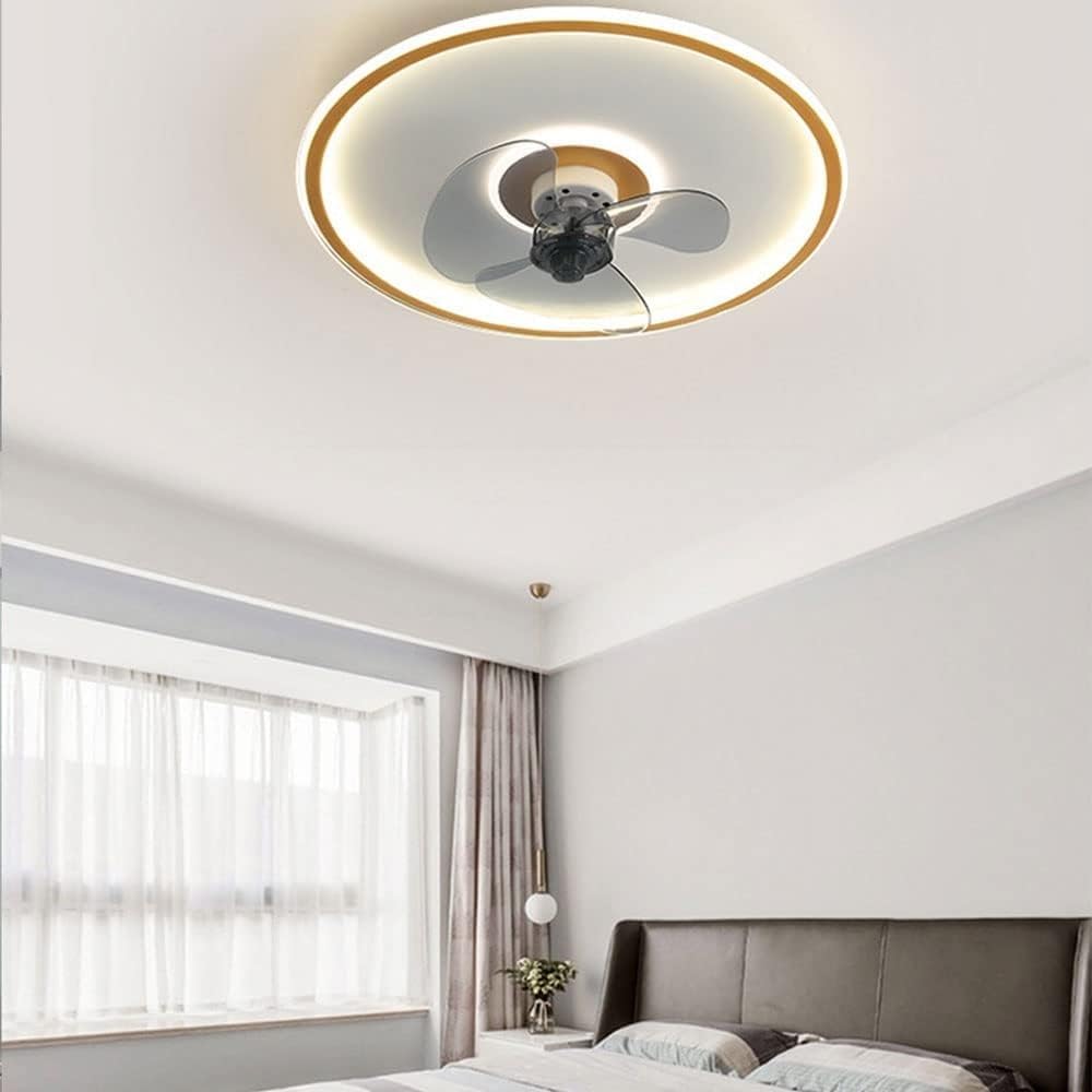 HXYSXHJUO Ceiling fan light LED Slim Mute Fan Light with Remote Control Dimmable 19.7 Inch Bedroom Living Room Dining Gold (Gold)