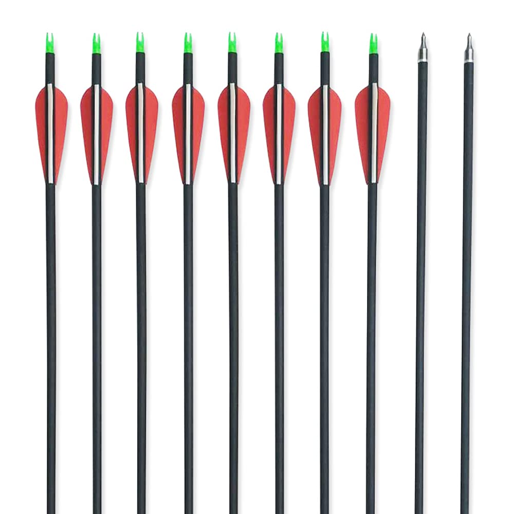 Tongtu 31" 12pcs Carbon Arrows Archery With Removable Tips Spine 500