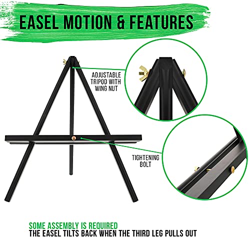 U.S. Art Supply 12" High Black Wood Display Stand A-Frame Artist Easel (Pack of 4) - Adjustable Wooden Tripod Tabletop Holder Stand for Canvas, Painting Party, Kids Crafts, Photos, Pictures, Signs - Thumbnail 3