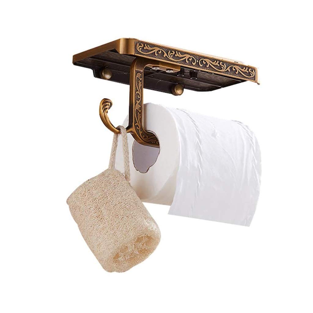 Uchwyt na papier toaletowy Vintage Uchwyt na papier toaletowy do łazienki z półką Akcesoria łazienkowe Odwracalny uchwyt na papier toaletowy do montażu na ścianie(